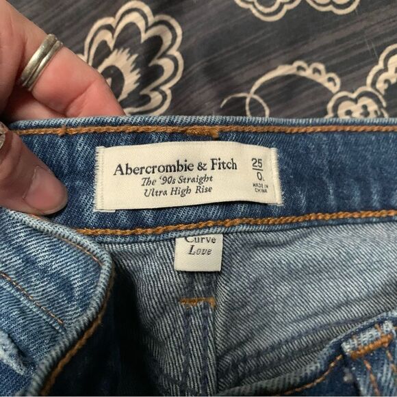 Abercrombie & Fitch 90’s Straight High Rise Size 0 Long - Picture 3 of 6